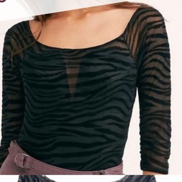 Free People NET Zebra Black Mesh bodysuit - xs ($68) - Picture 1 of 12